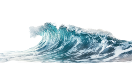 Ocean Wave Crashing on a Serene White Background Capturing the Beauty of Nature's Movement With Clarity and Detail