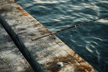 Obraz premium old fishing stick