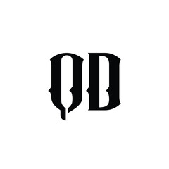 QD monogram logo design letter text name symbol monochrome logotype alphabet character simple logo