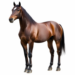 Obraz premium A majestic brown horse standing tall with a shiny coat, set against a clean white background