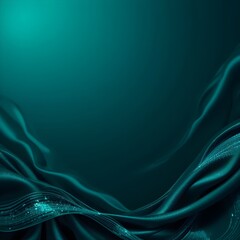Armonioso fondo verde azulado y esmeralda. Textura de tela satinada de seda. Acentos brillantes y brillantes. Transici&oacute;n de color degradado. Patrones abstractos de ondas y rayas. Cortinas elegantes. E