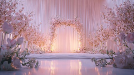 Wedding backdrop with flowers and wedding decorations