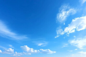 Obraz premium Blue Sky with White Fluffy Clouds, summer sky, spring season, blue sky with white cloud background, white cloud on blue sky, blue sky background with clouds, blue sky with clouds, Generative Ai