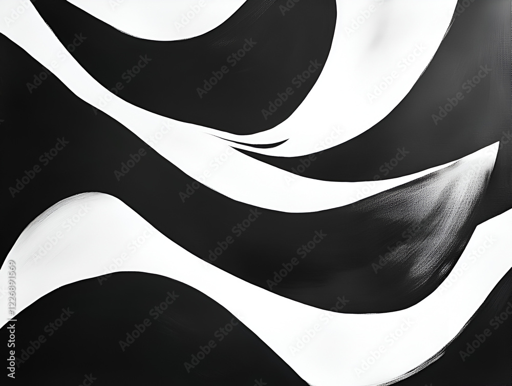 Poster Abstract Monochrome Swirls: A captivating image featuring dynamic black and white swirls, creating an abstract design with depth and movement. The interplay of light and shadow adds visual interest.