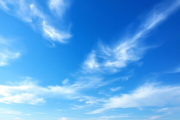 Obraz premium Blue Sky with White Fluffy Clouds, summer sky, spring season, blue sky with white cloud background, white cloud on blue sky, blue sky background with clouds, blue sky with clouds, Generative Ai
