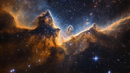 Fototapeta premium Glowing Cosmic Scene with Sparkling Stars and Colorful Nebula in Celestial Realm