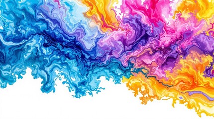 Fototapeta premium Vibrant Abstract Painting with Dynamic Swirls of Color - Energetic and Fluid Composition