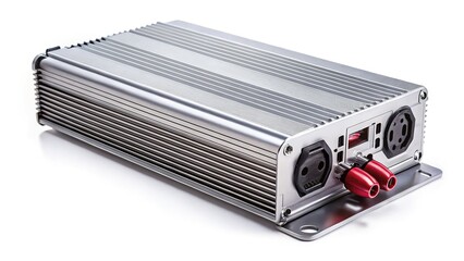 Fototapeta premium High-Resolution Image: Car Battery Power Inverter, DC to AC Converter, Isolated on White Background with Clipping Path