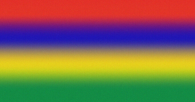 Abstract grainy gradient background with horizontal stripes in red, blue, yellow and green in vibrant noise patriotic design