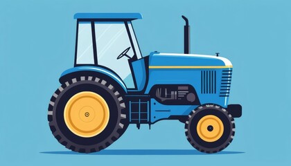 Obraz premium Blue tractor illustration on light blue background