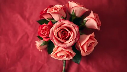 A Bouquet of Delicate Pink and Red Roses