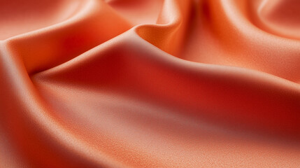 Luxurious Flowing Orange Satin Fabric with Smooth Elegant Folds. A high-quality close-up of luxurious orange satin fabric with smooth, elegant folds and a silky texture, perfect for backgrounds