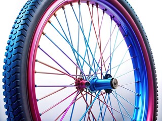 Naklejka premium Isolated Bicycle Wheel and Tire on White Background - Stock Photo