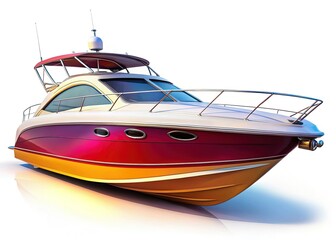 Isolated Motorboat on White, Studio Shot, Nautical Vessel, Watercraft, Boat Photography