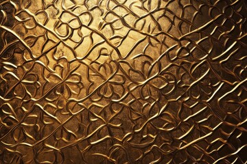 Golden embossed floral pattern, wall texture, interior design, background