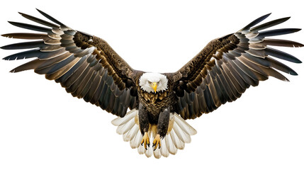 Majestic Eagle Soaring With Wings Fully Spread Against a White Background Showcasing Its Powerful Flight