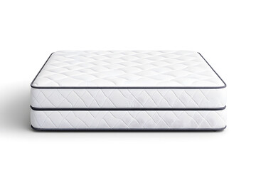 Comfortable white mattress with tufted design, isolated on white background