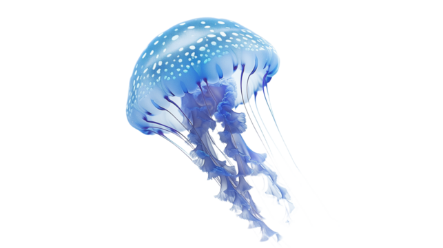 Luminous Jellyfish Gliding Effortlessly in Deep Ocean Waters With a Transparent Background