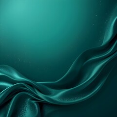 Fondo degradado de verde azulado oscuro a esmeralda. Tejido de raso de seda. Efecto brillo brillante. Patrones abstractos de ondas y l&iacute;neas. Sutil juego de sombras. Cortinas elegantes. Espacio en blan