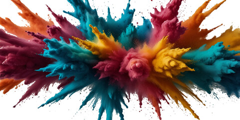 Colorful smoke rainbow holi painted fog festival background. Colorful rainbow paint color smoke cloud explosion isolated on transparent background.