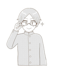 眼鏡をかけてやる気に満ち溢れた男子学生