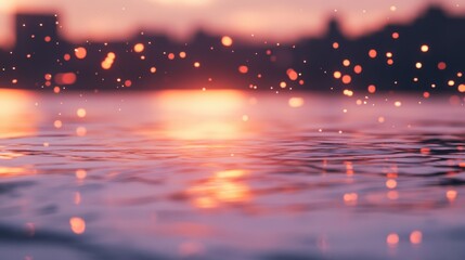 Obraz premium Glowing Sunset with Warm Light Emanating from the Horizon Over Water Surface