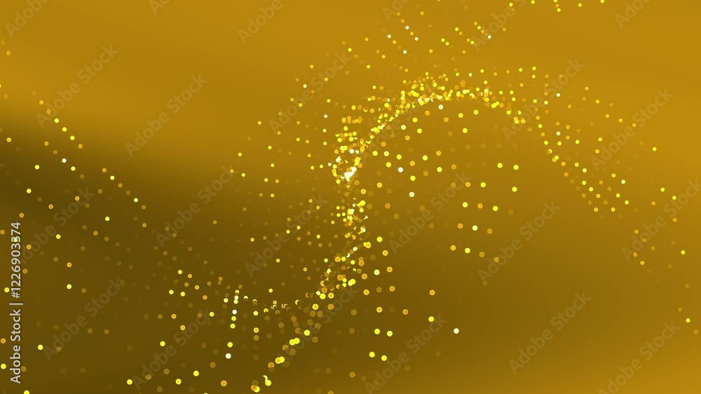 Poster abstract golden particles in motion: a captivating display of light and color dynamics