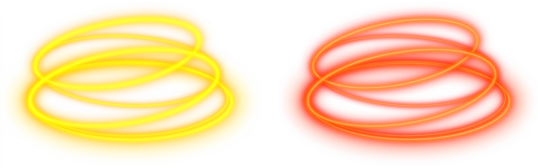Swirling neon halo rings with sparkling effect and light trails, isolated element for aura, highlight, dreamy, magic, fantasy, technology, futuristic and digital decoration
