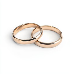 Romantic Valentine Theme Graphics concept. Two elegant wedding rings with a rose gold finish.
