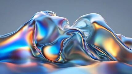 Obraz premium Abstract iridescent liquid metal flowing forms