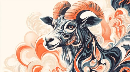 Naklejka premium Colorful artistic representation of a goat vibrant design abstract art creative environment