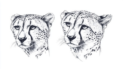 Cheetah African wild animal head or leopard muzzle sketch. Vector isolated icon of cougar cat for zoology, mascot blazon of sport team, wildlife nature adventure scout club or tattoo