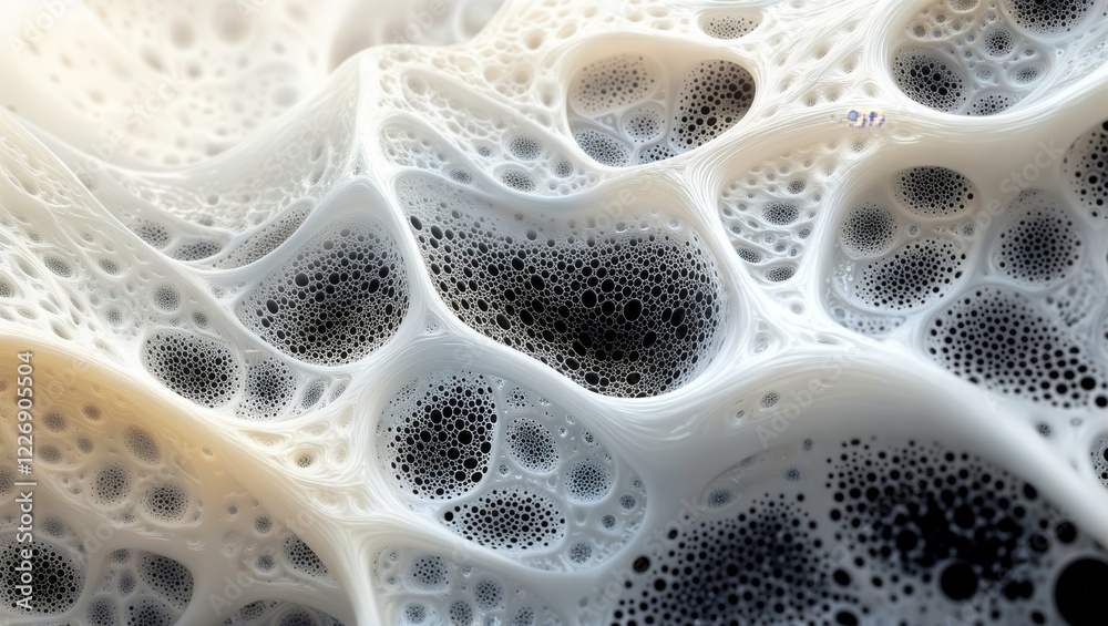 Fototapete porous organic structure. digital rendering of a complex network of interconnected bubble-like cavit