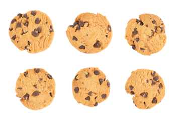 Cookies whith chocolate chips isolated no background top view cutout