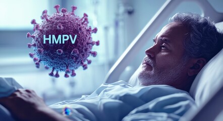 Futuristic Hospital Room with Virus Visualization