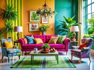 Colorful Modern Furniture Design, Interior Scene