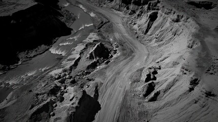 Aerial View of a Desolate Landscape: A Monochromatic Study of Erosion and Texture