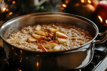 Creamy oatmeal porridge served in a rustic bowl with a spoon for a healthy breakfast.