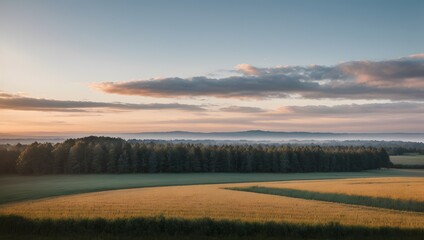 Obraz premium Misty sunrise over rolling hills