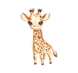 Fototapeta premium Cute Watercolor Baby Giraffe Illustration
