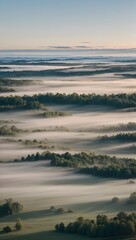 Obraz premium Misty sunrise over rolling hills