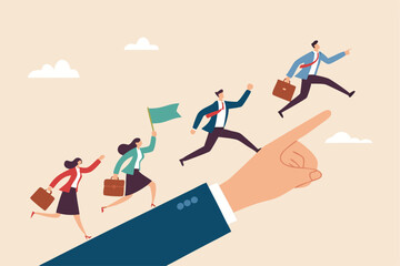 Leadership to lead team members, business direction to achieve goal or target, teamwork to success in work