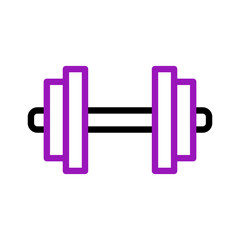 Purple outlined dumbbell sport fitness weight icon