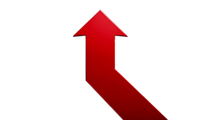 red arrow PNG format, isolated graphic, transparent white background, realistic details, high resolution, perfect for design projects, branding, advertising, packaging, presentations, and digital, web