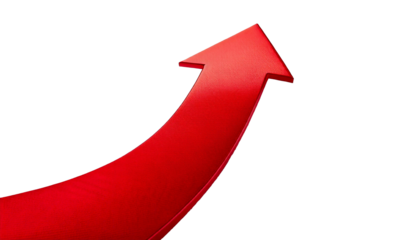 red arrow PNG format, isolated graphic, transparent white background, realistic details, high resolution, perfect for design projects, branding, advertising, packaging, presentations, and digital, web