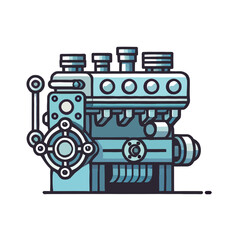 Obraz premium Cartoon Illustration of Diesel Engine