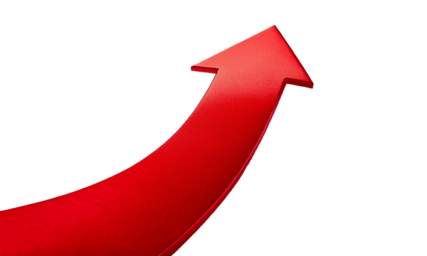 red arrow PNG format, isolated graphic, transparent white background, realistic details, high resolution, perfect for design projects, branding, advertising, packaging, presentations, and digital, web