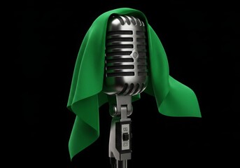 Microphone with Cloth Draped Over It