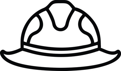 minimalist icon, hard hat, construction helmet, safety gear, black and white outline, simple graphic design, vector style, industrial symbol, protective equipment, clean lines, bold stroke, monochrome