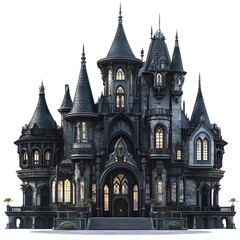 Fototapeta premium Beautiful and magnificent 3D cartoon palace, on a white background, generative AI